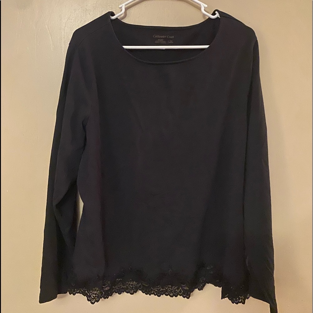 Coldwater Creek Long sleeve top with lace hem 2X